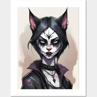 Goth Cat Girl Posters and Art